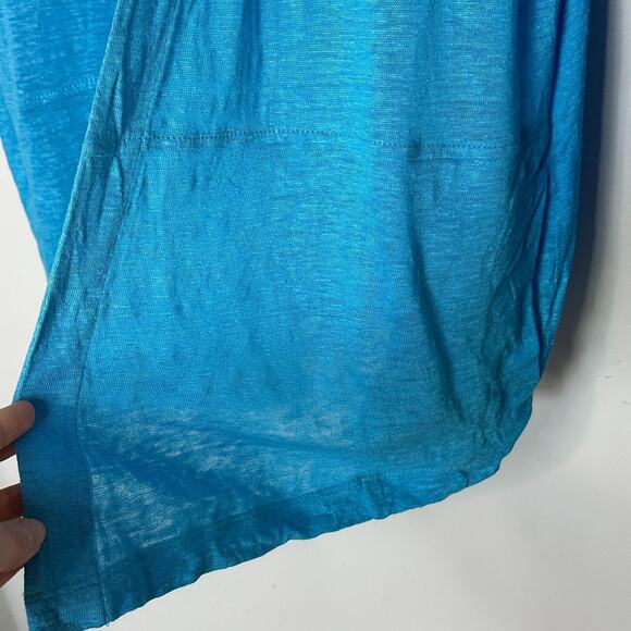 J. Jill 100% Linen Cardigan Womens Medium Open Front Blue Long Sleeve Minimalist - Picture 4 of 11